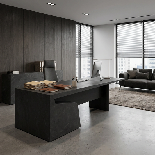 Charcoal Stone-Look Minimalist Table